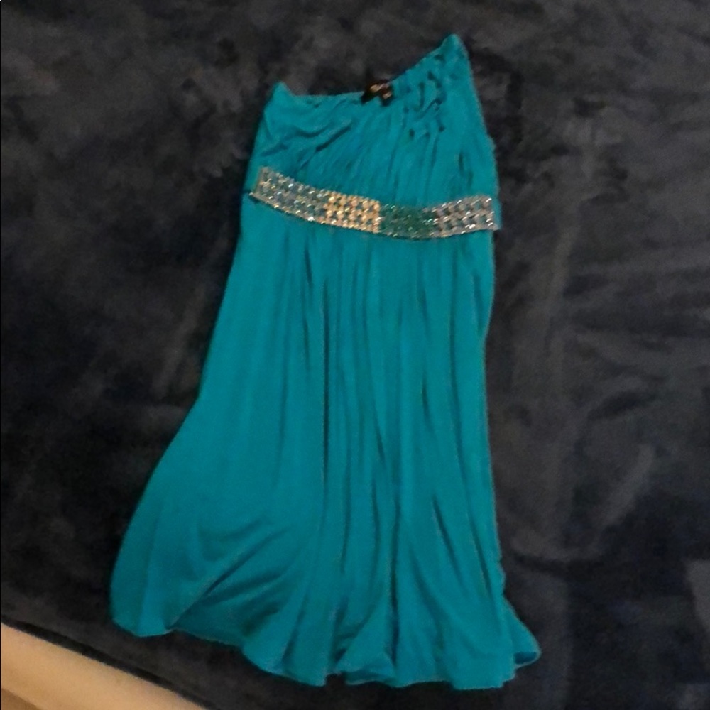 Sky blue one shoulder with crystals